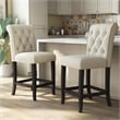 Furniture of America Landon Fabric Tufted Pub Chairs in Ivory (Set of 2)