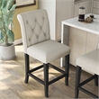 Furniture of America Landon Fabric Tufted Pub Chairs in Ivory (Set of 2)