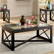 Furniture of America Pyxel Contemporary Glass Top Coffee Table in Black
