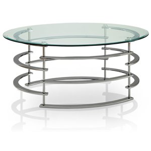 furniture of america intra glass top coffee table