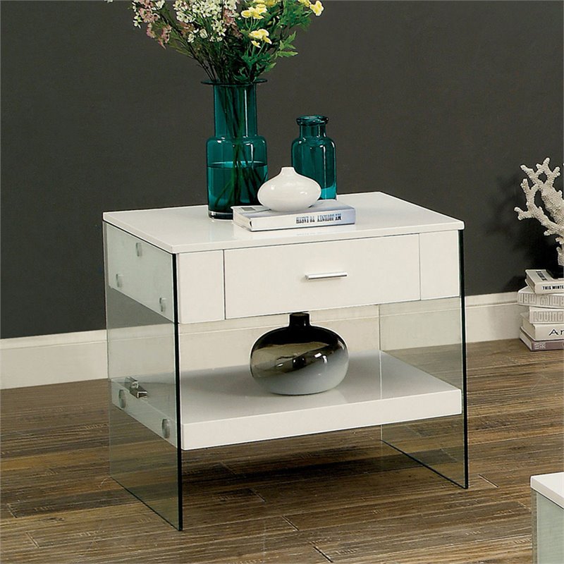 Furniture Of America Juka Storage End Table In White Idf 4451wh E Furniture Of America Juka Storage End Table In White