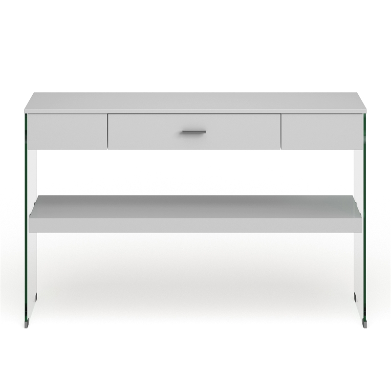 Furniture of America Juka Contemporary Wood Storage Console Table in White