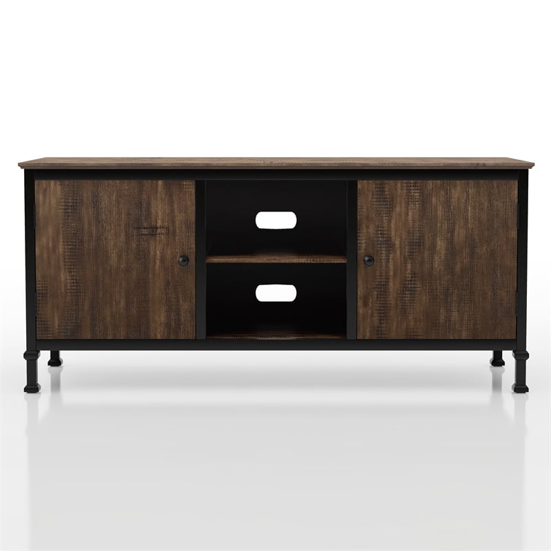 Furniture of America Ronda Industrial Wood 60-Inch TV Stand in Weathered Oak