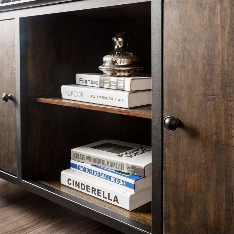 Furniture of America Ronda Industrial Wood 60-Inch TV Stand in Weathered Oak