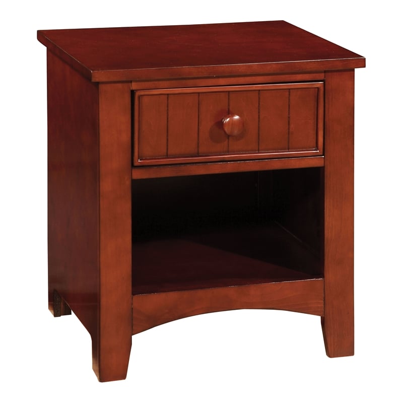 Furniture of America Dimanche Solid Wood 1-Drawer Nightstand in Cherry
