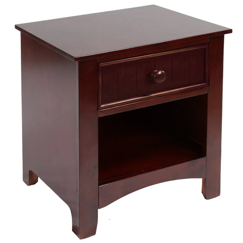 Furniture Of America Dimanche Solid Wood 1 Drawer Nightstand In Cherry Idf 7905ch N