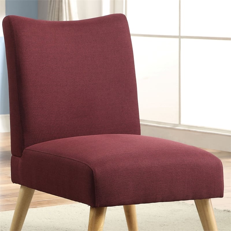 Furniture of America Lohen Fabric Upholstered Armless Chair in Purple