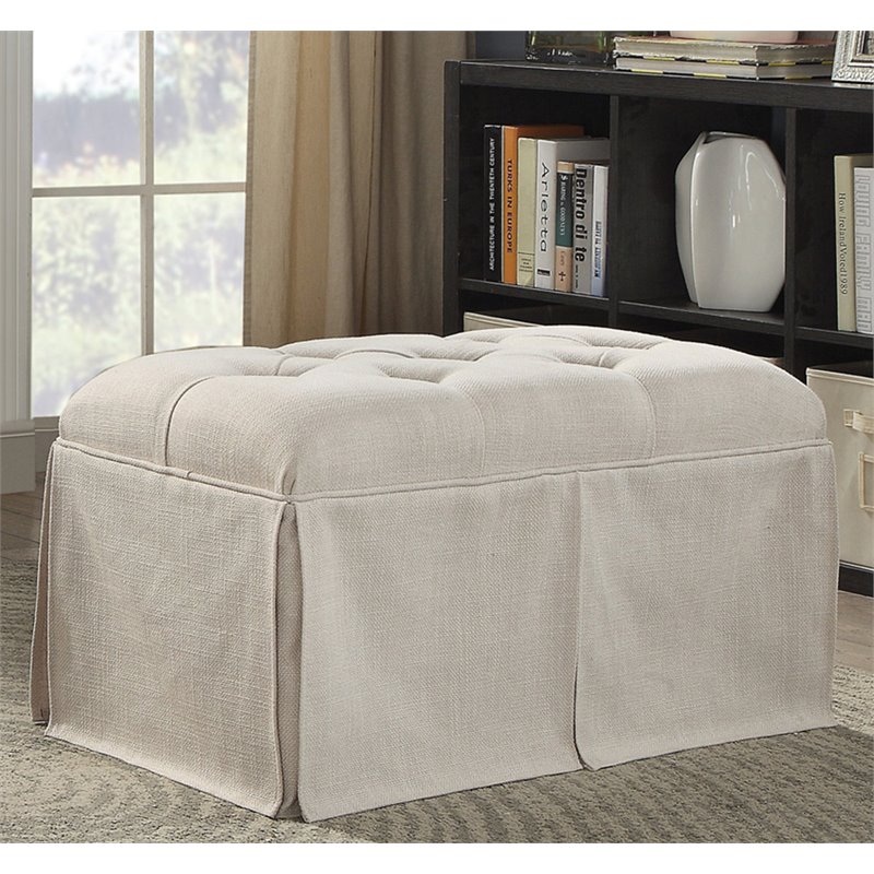 Furniture of America Hampton Fabric Upholstered Storage Bench in Beige