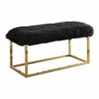 Furniture of America Saxton Contemporary Fabric Padded Long Bench in Black