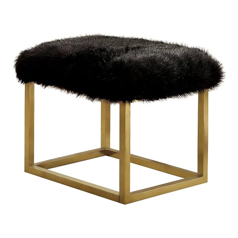 Furniture of America Saxton Contemporary Fabric Padded Short Bench in Black