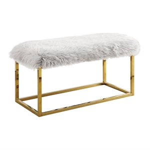 Furniture of America Saxton Contemporary Fabric Padded Long Bench in White