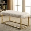 Furniture of America Saxton Contemporary Fabric Padded Long Bench in White