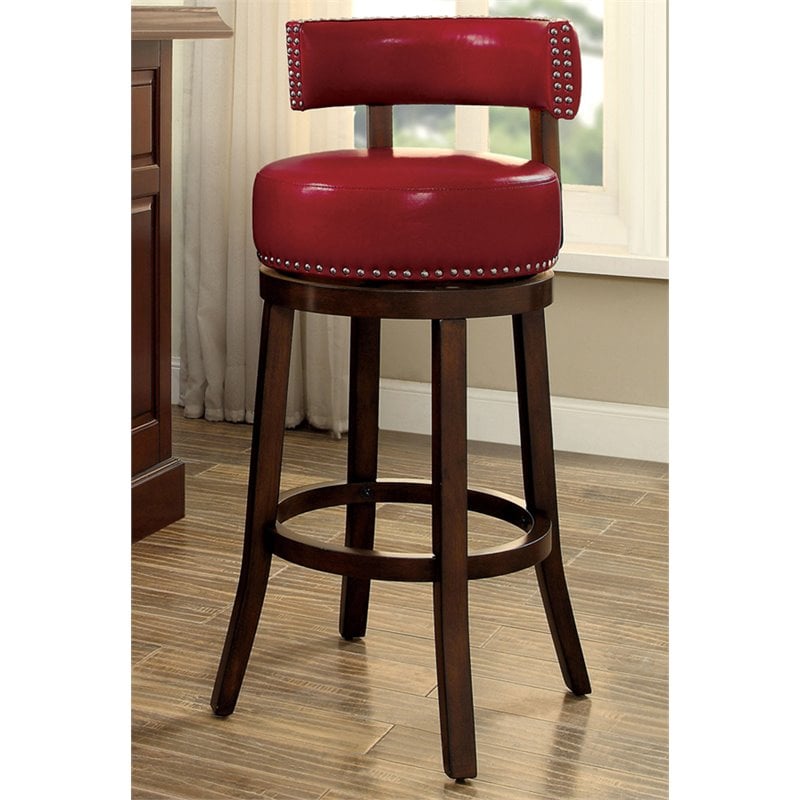 Furniture Of America Tendel 29 Swivel Bar Stool In Red Furniture Of America Tendel 29 Swivel Bar Stool In Red