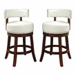 Furniture of America Tendel Faux Leather 24-inch Bar Stool in White (Set of 2)