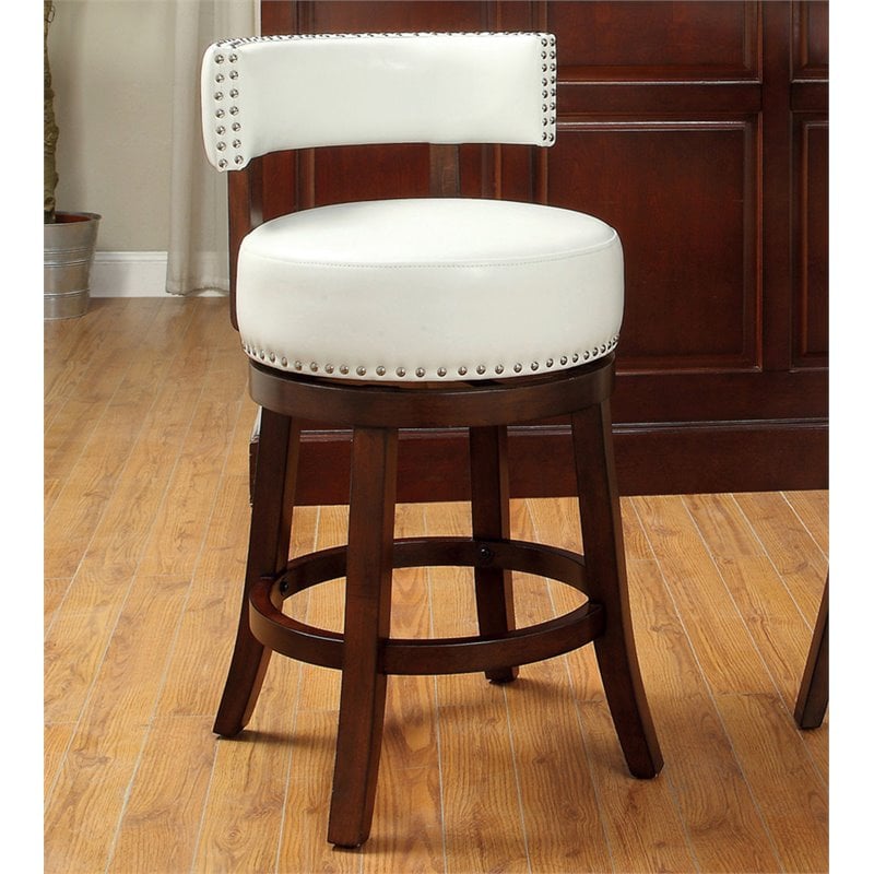 Furniture Of America Tendel Faux Leather 24 Inch Bar Stool In White   1705010 L 