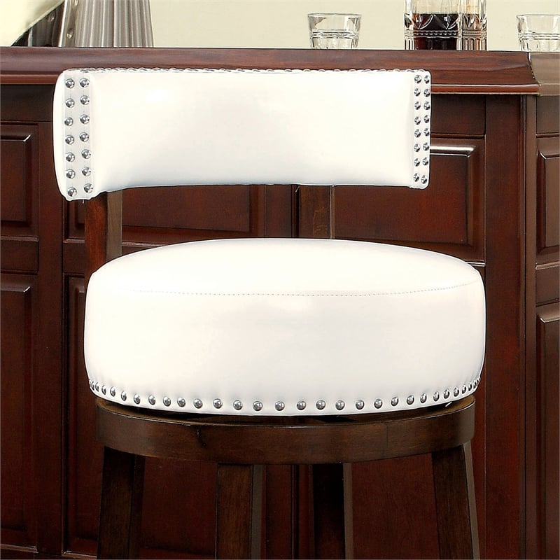 Furniture of America Tendel Faux Leather 29-inch Bar Stool in White (Set of 2)
