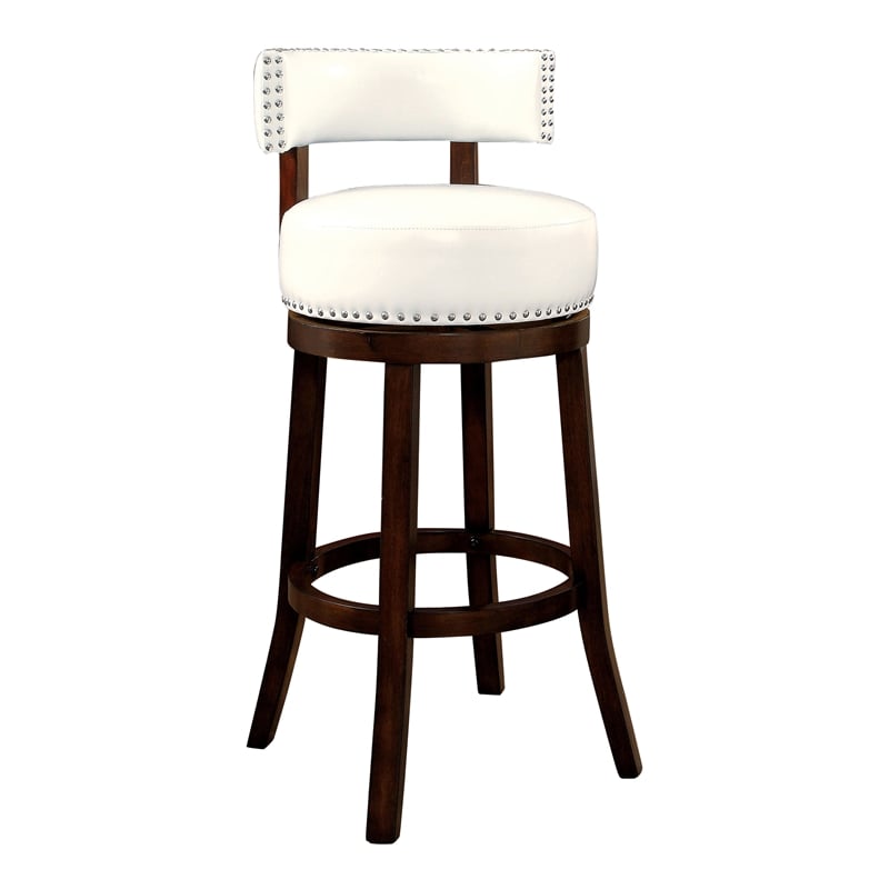 Furniture of America Tendel Faux Leather 29-inch Bar Stool in White (Set of 2)