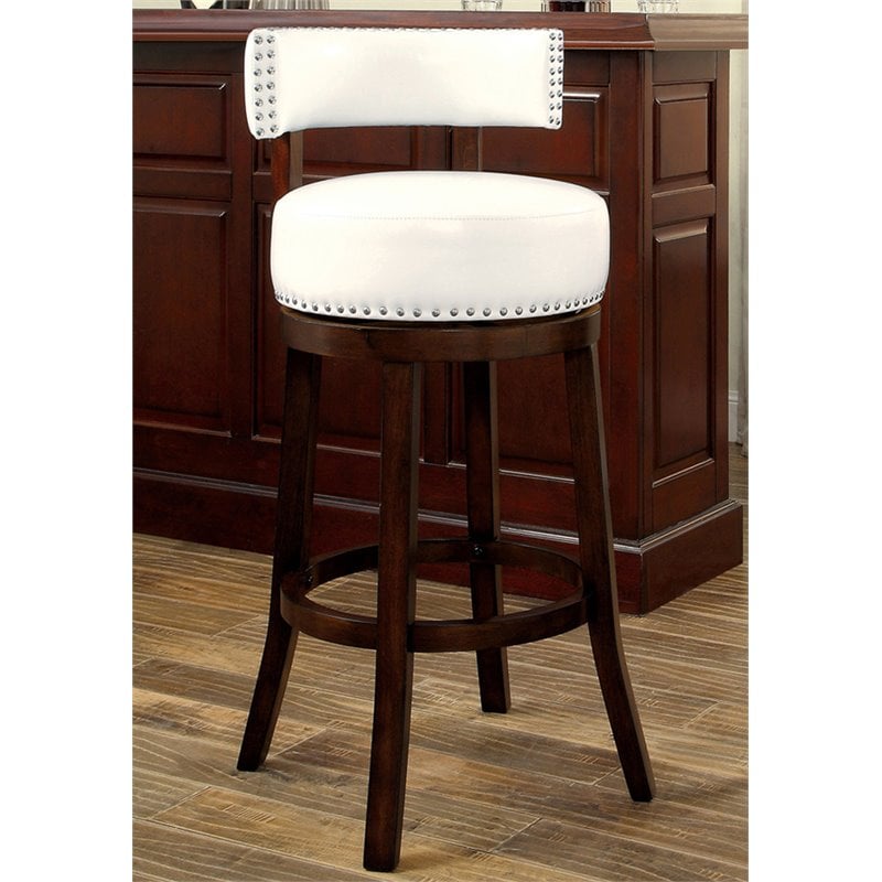 Furniture of America Tendel Faux Leather 29-inch Bar Stool in White (Set of 2)