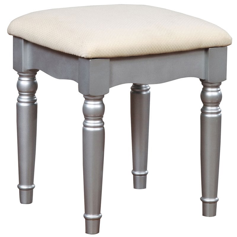 Furniture of America Tamarah Wood 3-Piece Bedroom Vanity Set in Silver