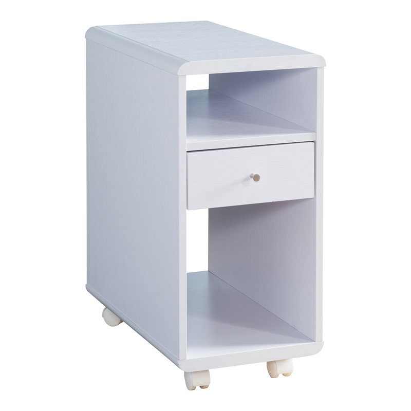 Furniture of America Grayso Engineered Wood 1-Drawer End Table in White