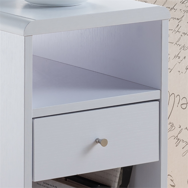 Furniture of America Grayso Engineered Wood 1-Drawer End Table in White