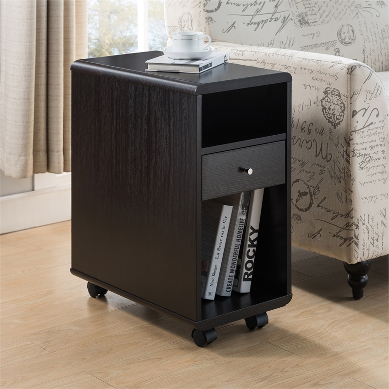 Furniture of America Grayso Engineered Wood 1-Drawer End Table in Cappuccino