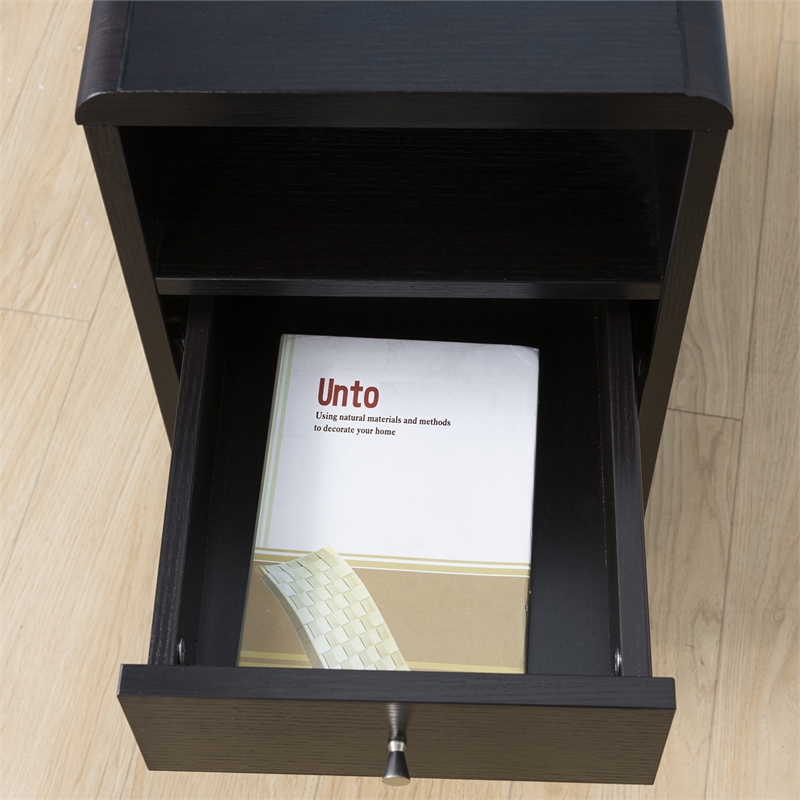 Furniture of America Grayso Engineered Wood 1-Drawer End Table in Cappuccino