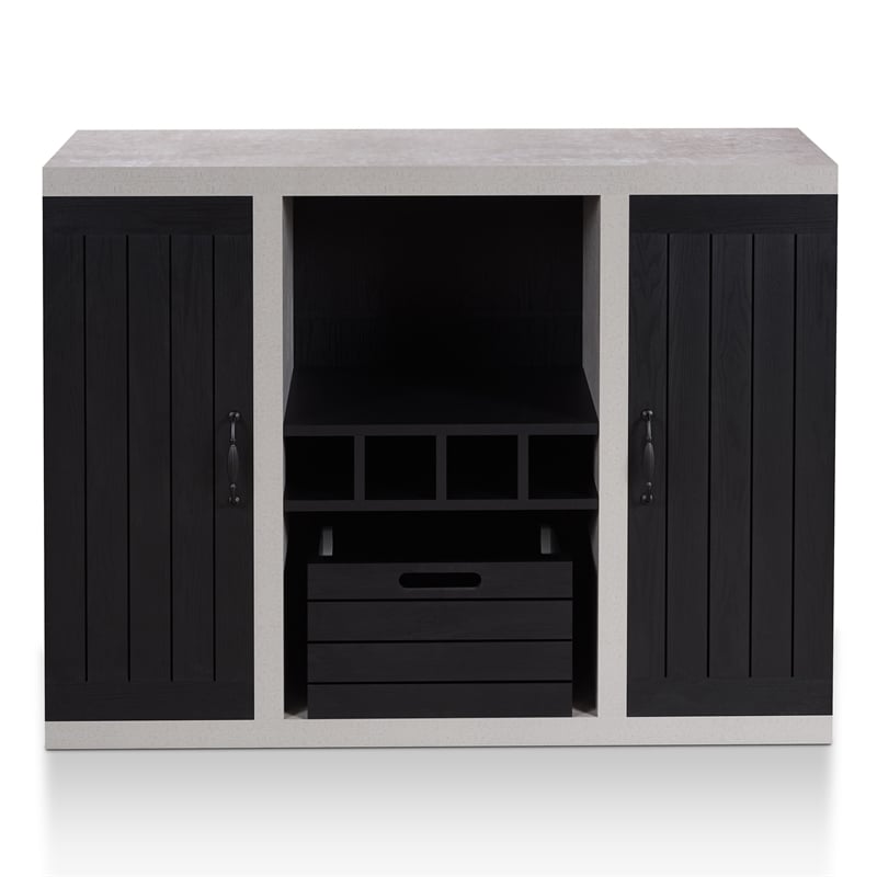 Furniture of America Vando Industrial Wood Multi-Storage Buffet in Black