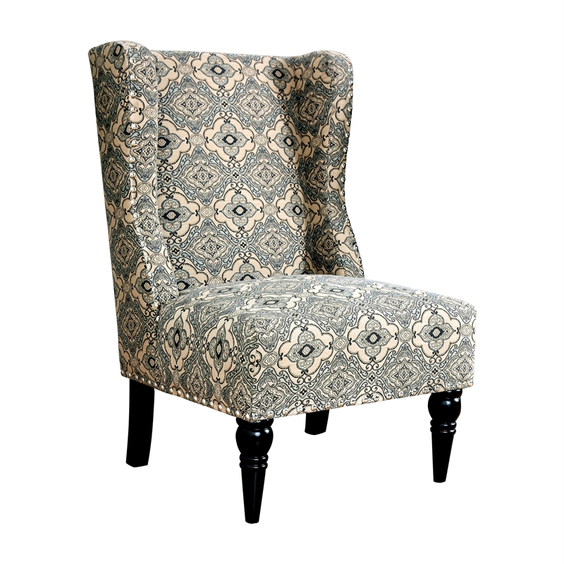 Furniture Of America Lysa Fabric Wingback Accent Chair In Floral Pattern Idf Ac6182a