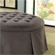 Furniture of America Amalie Transitional Fabric Round Storage Ottoman in Gray