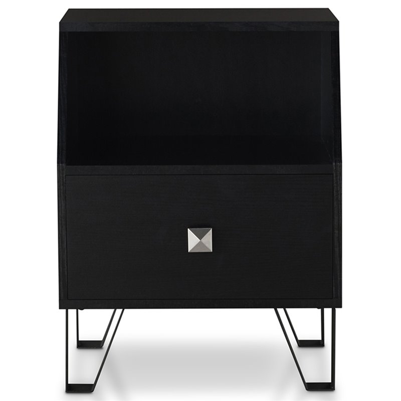 Furniture of America Jilah Modern Wood Storage End Table in Black