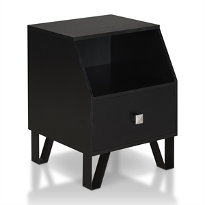 Furniture of America Jilah Modern Wood Storage End Table in Black