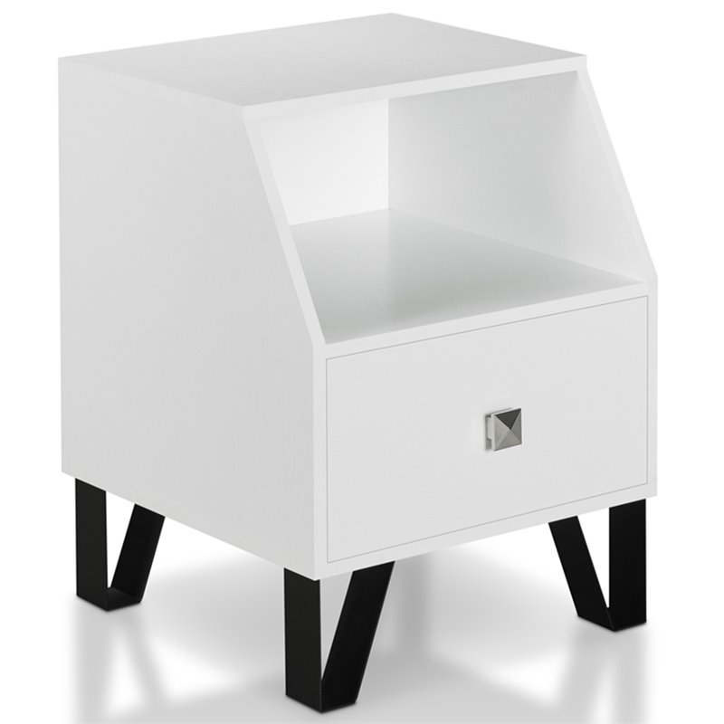 Furniture of America Jilah Modern Wood Storage End Table in White