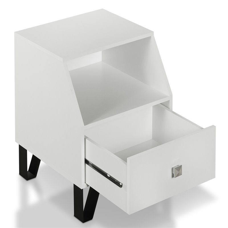 Furniture of America Jilah Modern Wood Storage End Table in White