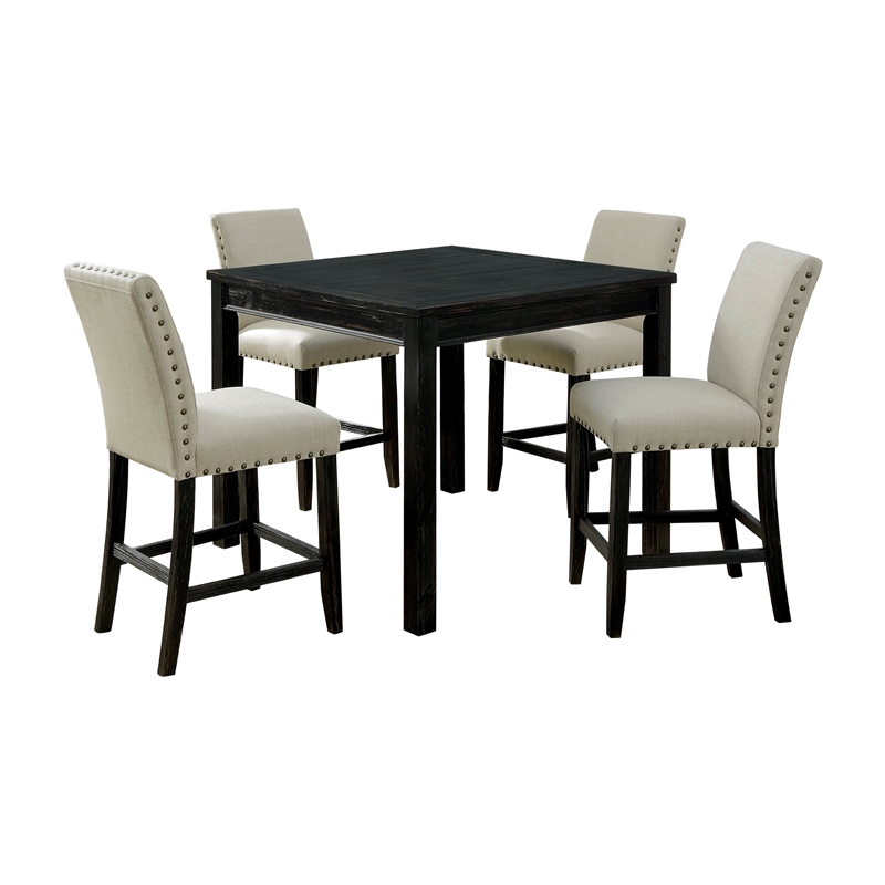 Furniture of America Delilah Wood 5-piece Counter Height Dining Set in Black