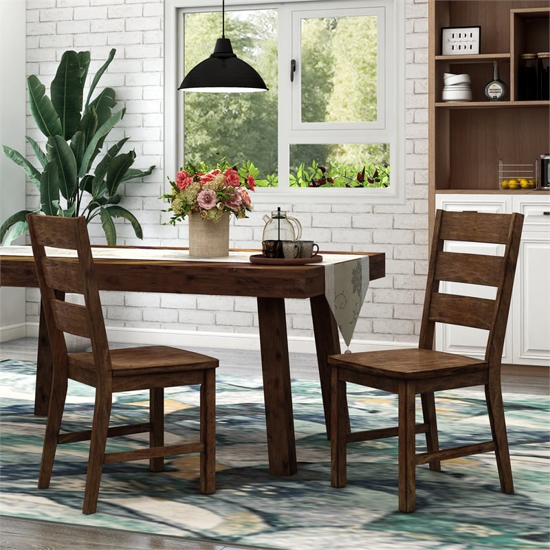Furniture of America Elsbeth Wood Dining Side Chair in Walnut (Set of 2)