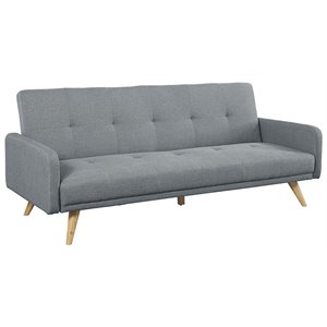 furniture of america traddon mid-century modern fabric sleeper sofa in gray