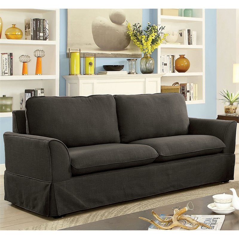 Furniture of America Osilla Transitional Fabric Upholstery Sofa in Gray