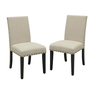 furniture of america boelin fabric nailhead dining chair in beige (set of 2)