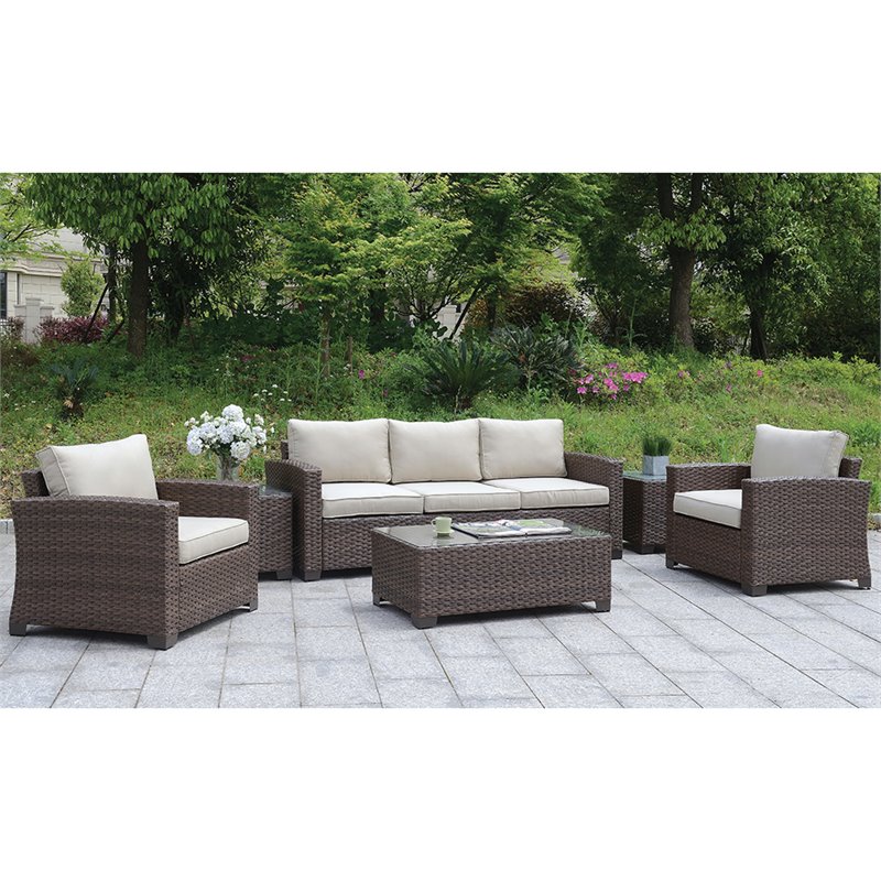 Furniture Of America Condor Contemporary Patio Sofa In Brown Furniture Of America Condor Contemporary Patio Sofa In Brown