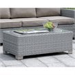 Furniture of America Condor Rattan Glass Top Patio Coffee Table in Gray