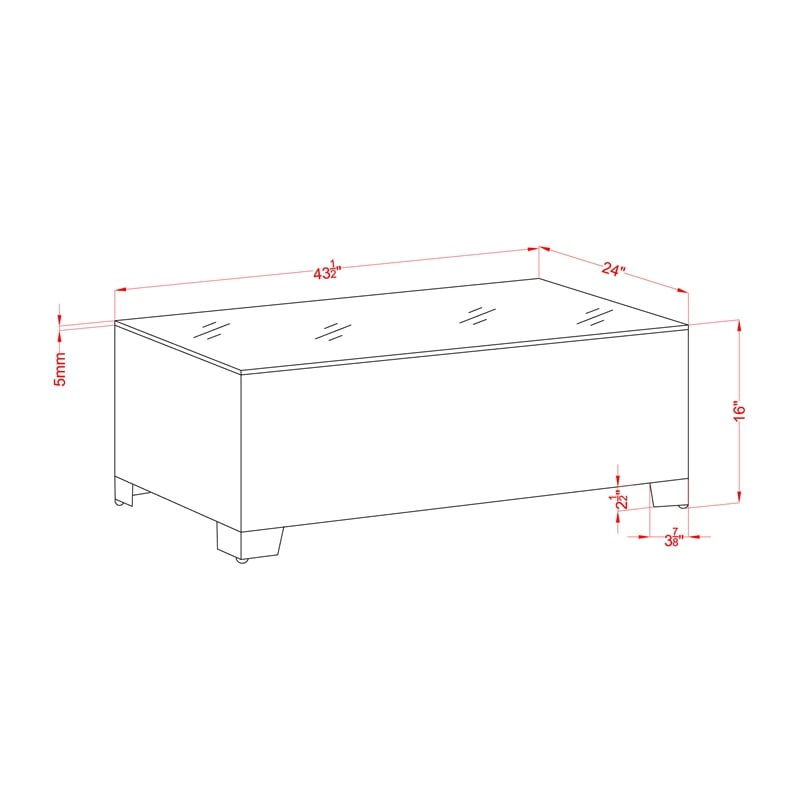 Furniture of America Condor Rattan Glass Top Patio Coffee Table in Gray