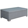Furniture of America Condor Rattan Glass Top Patio Coffee Table in Gray