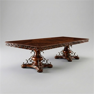 Furniture of America Traditional Eleanora Wood Pedestal Dining Table in Cherry