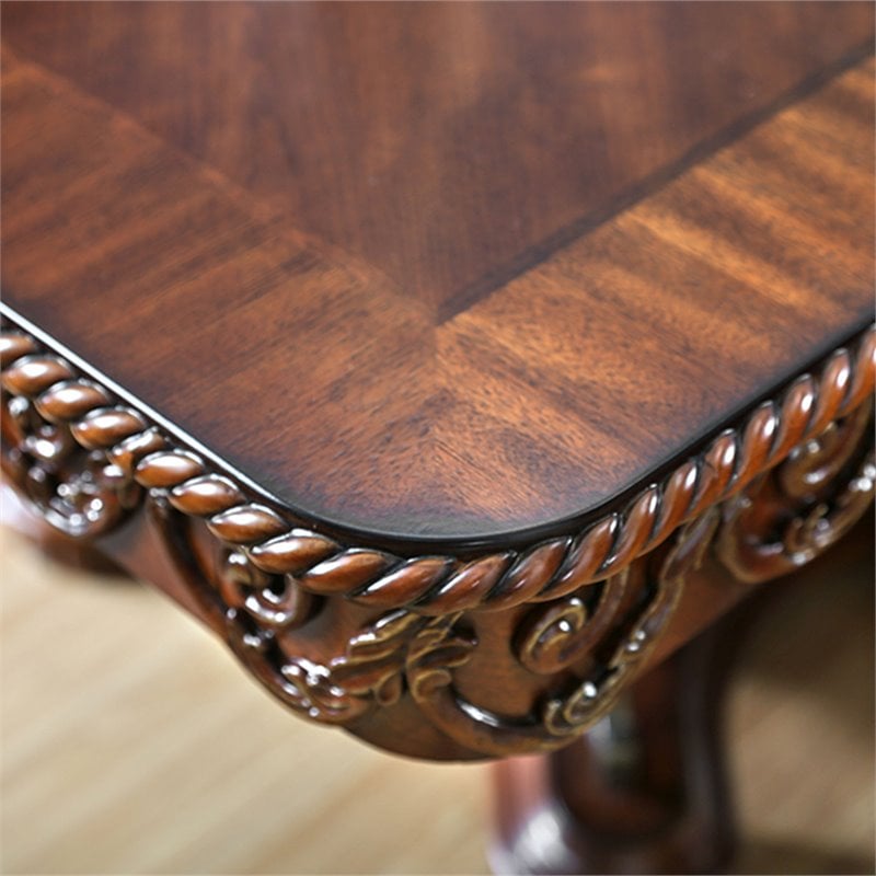 Furniture of America Traditional Eleanora Wood Pedestal Dining Table in Cherry