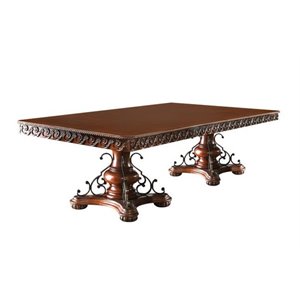 furniture of america eleanora traditional solid wood pedestal dining table in brown cherry