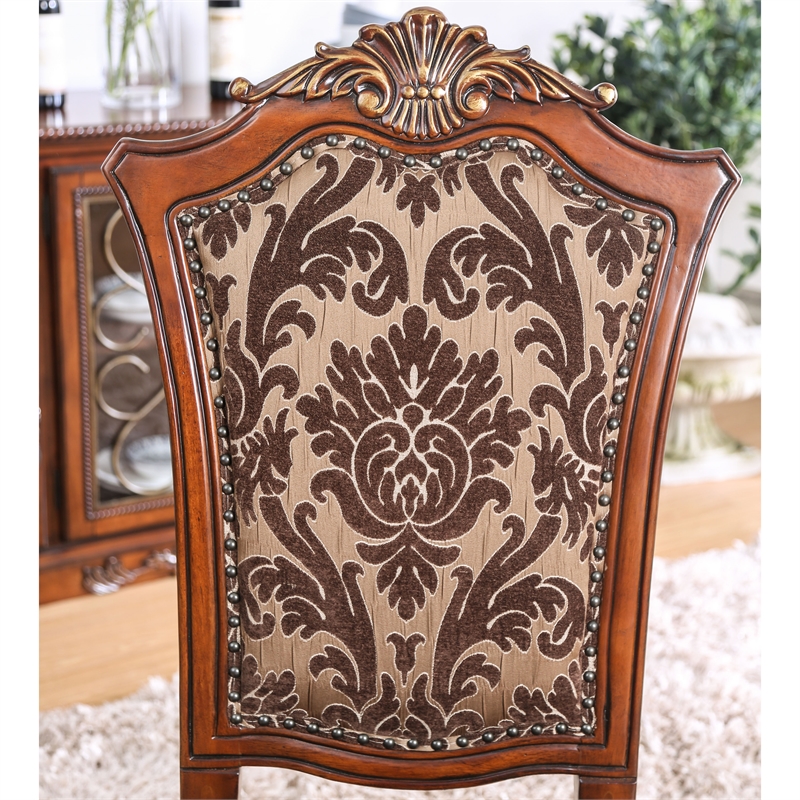 Furniture of America Eleanora Wood Dining Side Chair in Brown Cherry (Set of 2)