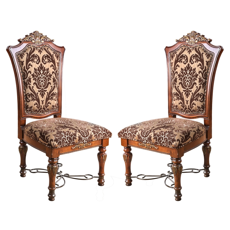 Furniture of America Eleanora Wood Dining Side Chair in Brown Cherry (Set of 2)