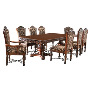 furniture of america eleanora traditional solid wood pedestal dining set in brown cherry