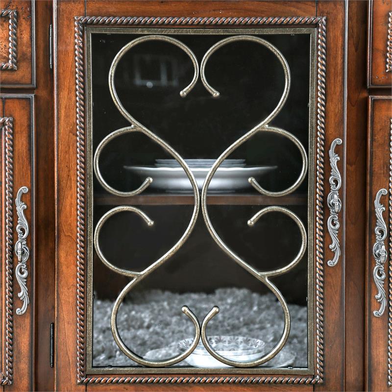 Furniture of America Eleanora Traditional Wood China Cabinet in Brown Cherry